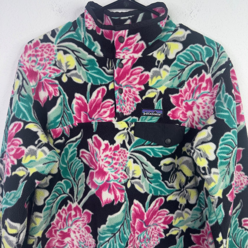 Patagonia Synchilla Snap-T Floral Fleece Pullover Womens XL Gorpcore Cottagecore - Picture 3 of 10
